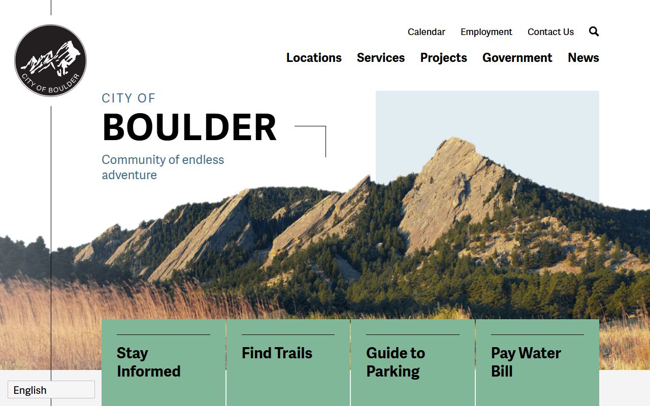 City of Boulder homepage for white pages and public records