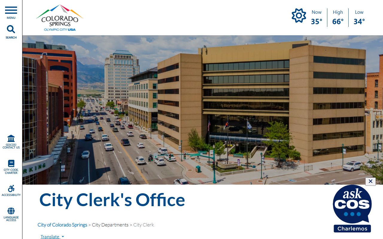 Colorado Springs city clerk office white pages records