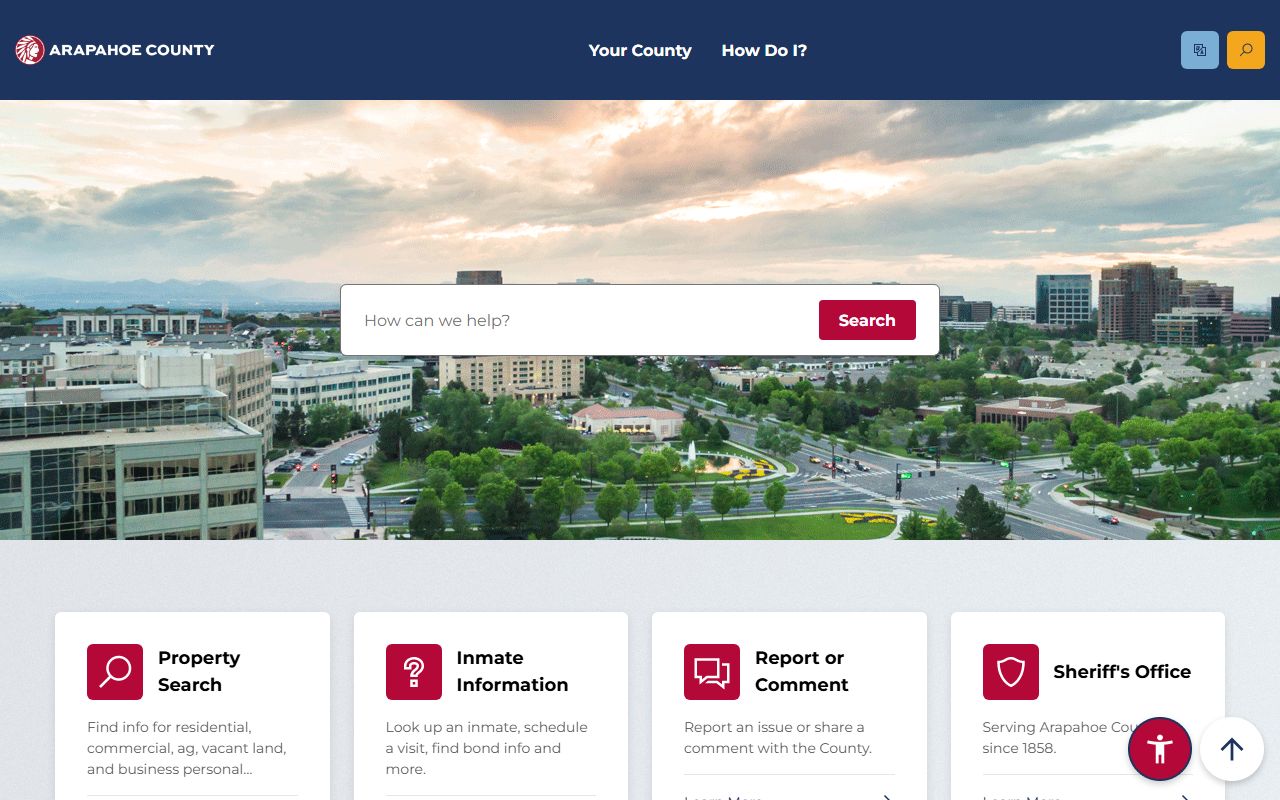 Arapahoe County homepage for white pages records access