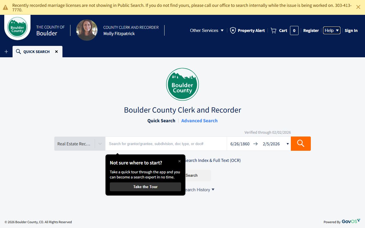 Boulder County public records search portal for white pages