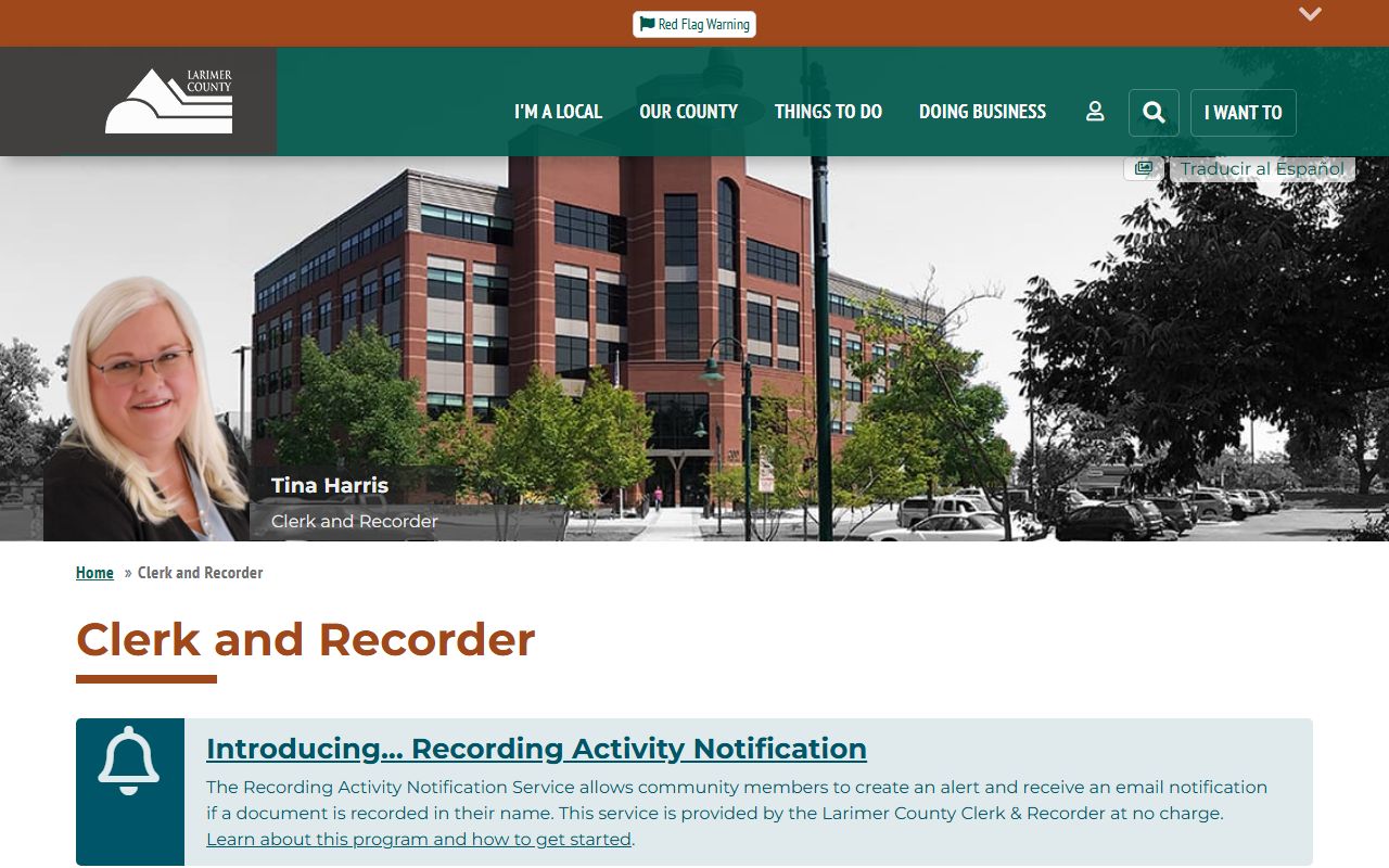Larimer County Clerk and Recorder white pages portal