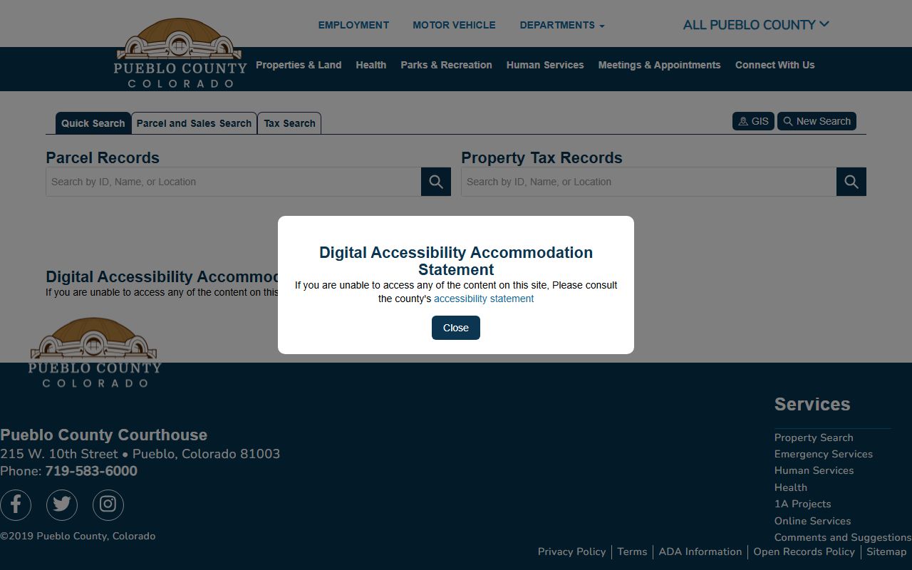 Pueblo County Records Public Access portal for white pages search