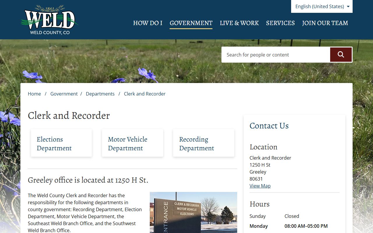 Weld County Clerk and Recorder white pages records office