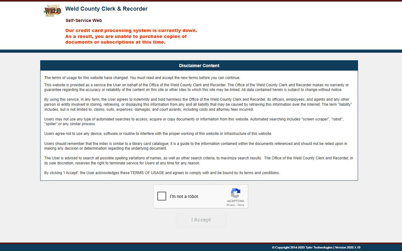 Weld County self-service web portal for white pages document search