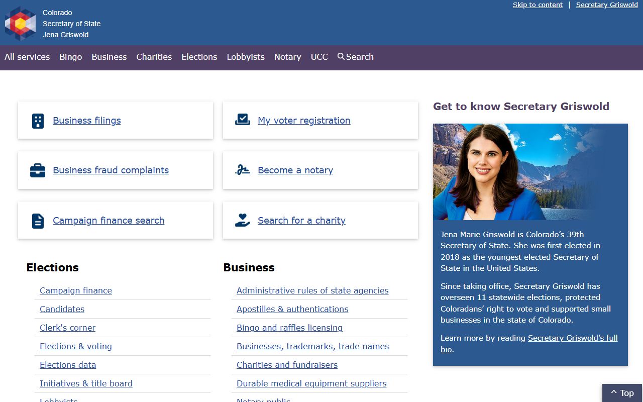 Colorado Secretary of State white pages search portal